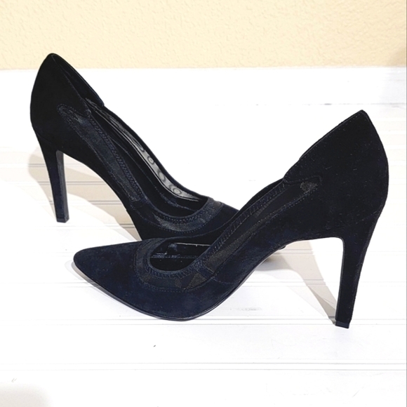 Calvin Klein Black Suede & Mesh Heels - Picture 3 of 13